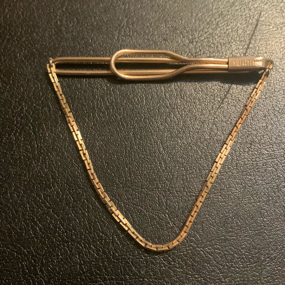 Vintage Swank Gold Tie Clip / Chain
